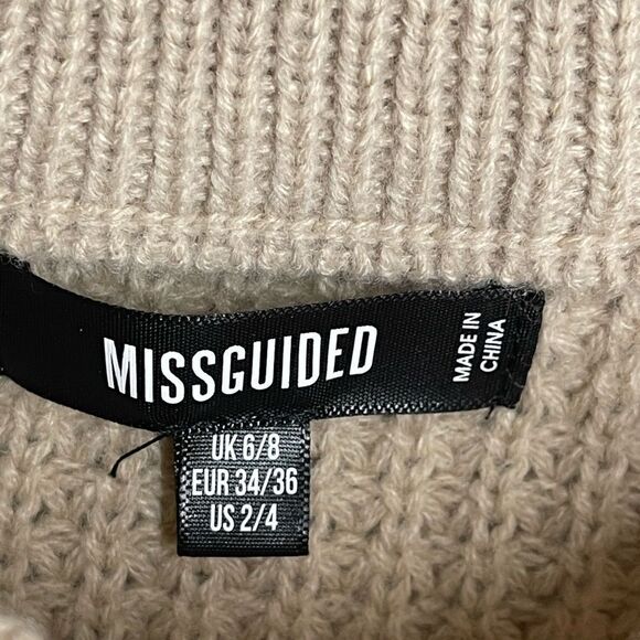 Missguided beige long sleeve crop sweater, size 2/4 - Picture 5 of 10